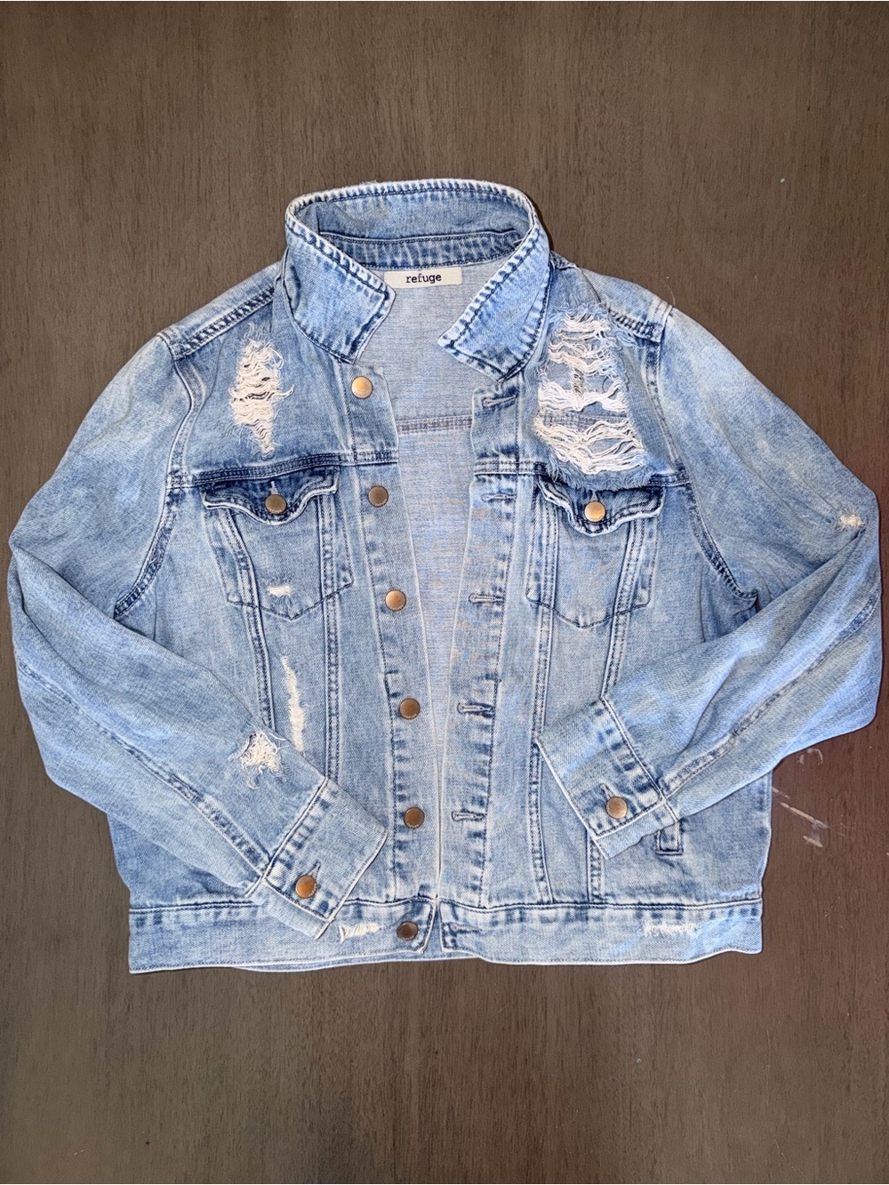 Refuge Light Blue Distressed Denim Jacket